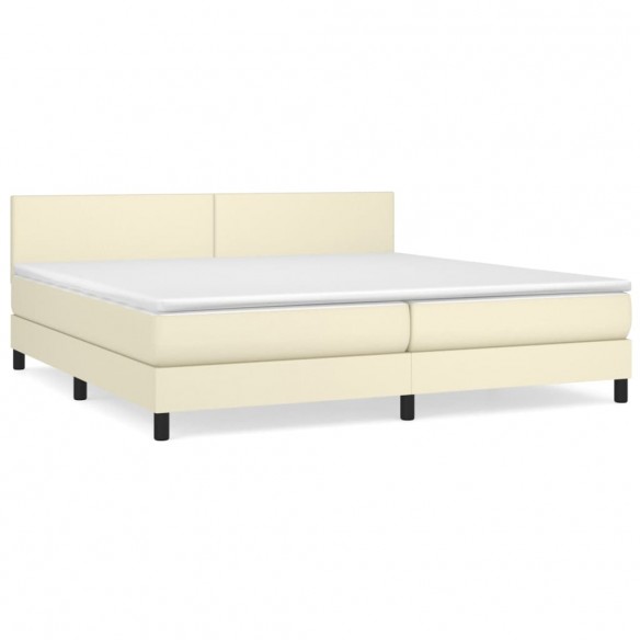 Cadre de lit avec matelas Crème 200x200cm Similicuir