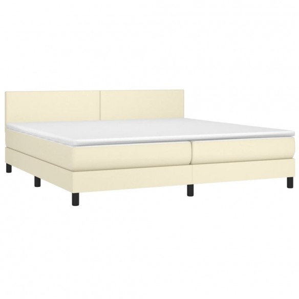 Cadre de lit avec matelas Crème 200x200cm Similicuir