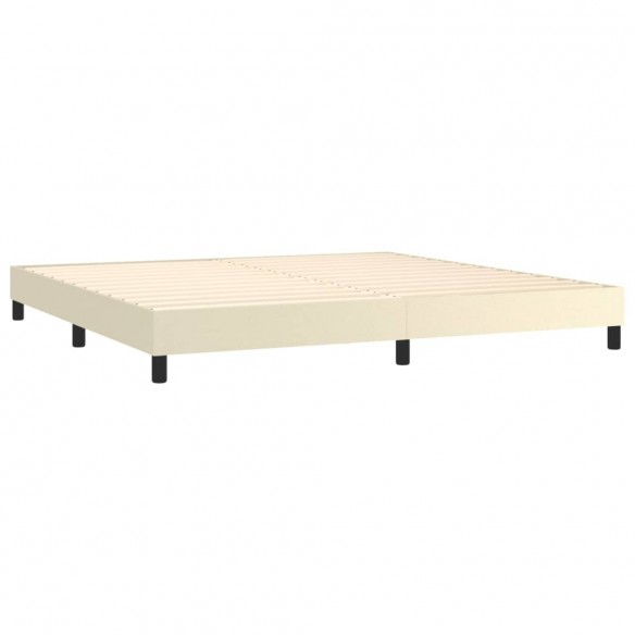 Cadre de lit avec matelas Crème 200x200cm Similicuir