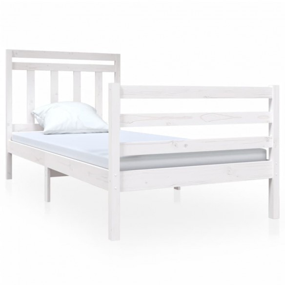 Cadre de lit Blanc Bois massif 90x190 cm Simple