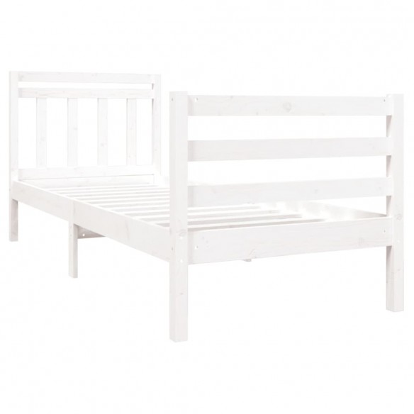 Cadre de lit Blanc Bois massif 90x190 cm Simple