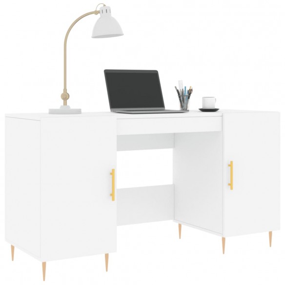 Bureau blanc 140x50x75 cm bois d'ingénierie