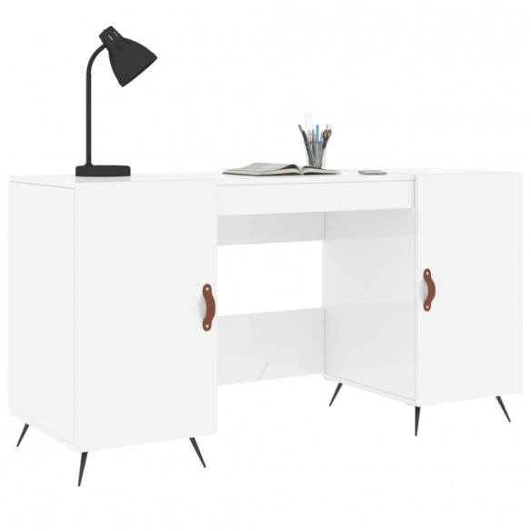 Bureau Blanc brillant 140x50x75 cm Bois d'ingénierie