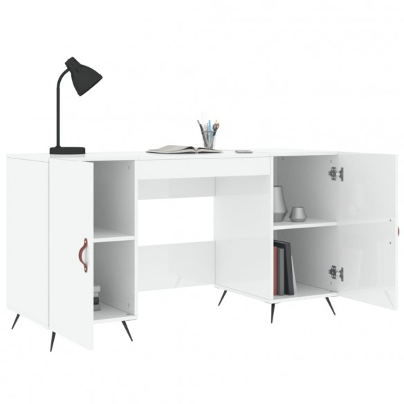 Bureau Blanc brillant 140x50x75 cm Bois d'ingénierie