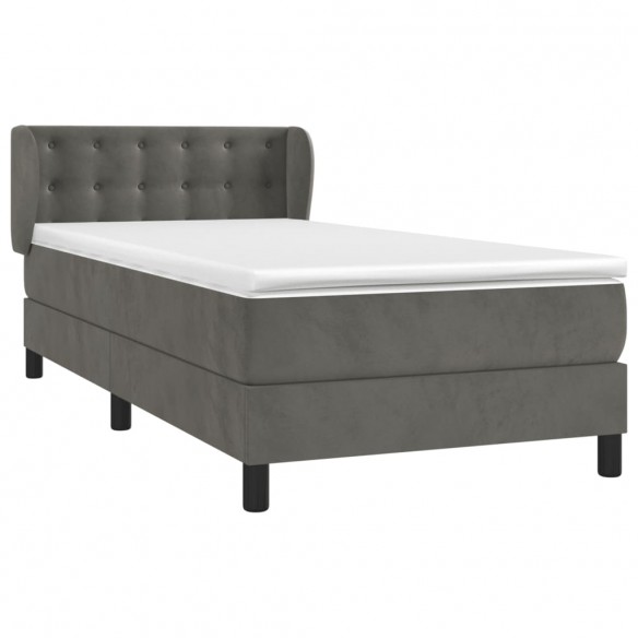 Cadre de lit et matelas Gris foncé 80x200 cm Velours