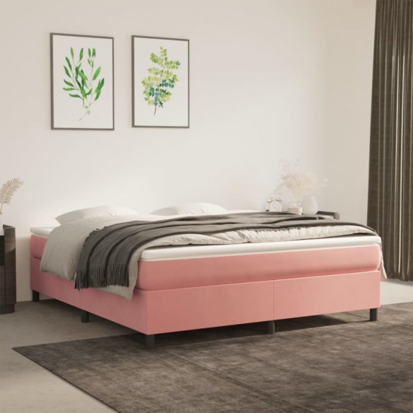 Cadre de lit avec matelas Rose 160x200 cm Velours