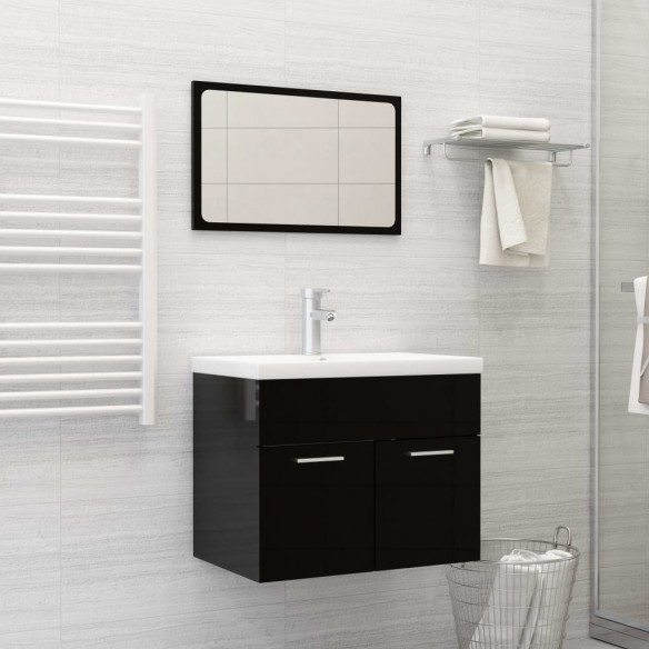 Ensemble de meubles de salle de bain 2 pcs Noir brillant