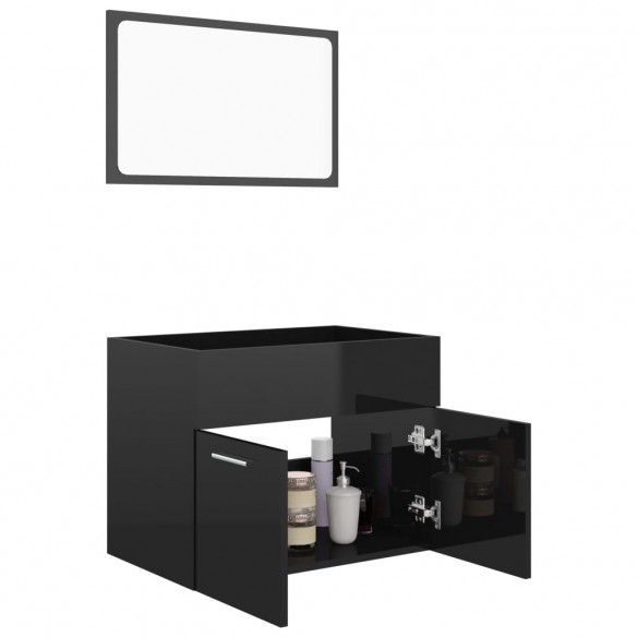 Ensemble de meubles de salle de bain 2 pcs Noir brillant