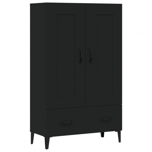 Buffet haut noir 70x31x115 cm bois d'ingénierie