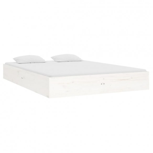 Cadre de lit blanc bois massif 140x190 cm