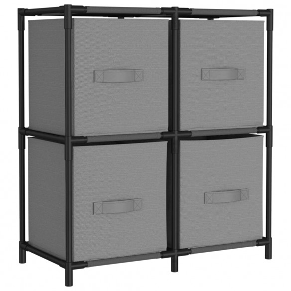 Armoire de rangement 4 paniers en tissu Gris 63x30x71 cm Acier