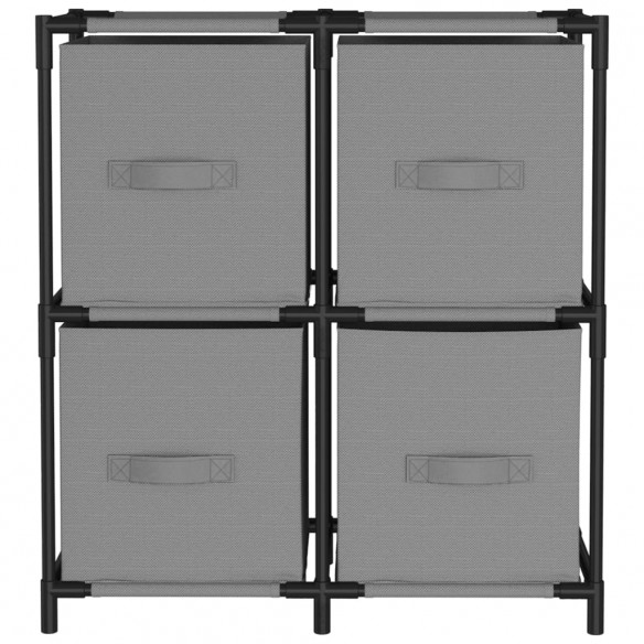 Armoire de rangement 4 paniers en tissu Gris 63x30x71 cm Acier