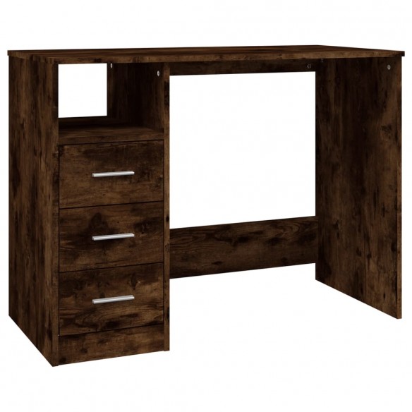 Bureau avec tiroirs Chêne fumé 102x50x76 cm Bois d'ingénierie