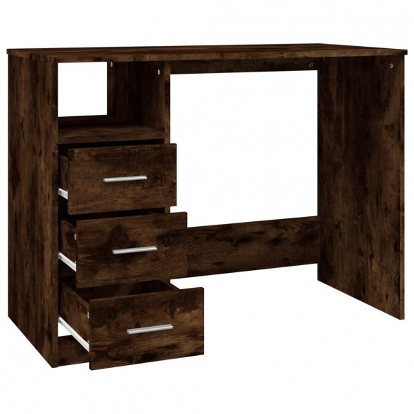 Bureau avec tiroirs Chêne fumé 102x50x76 cm Bois d'ingénierie