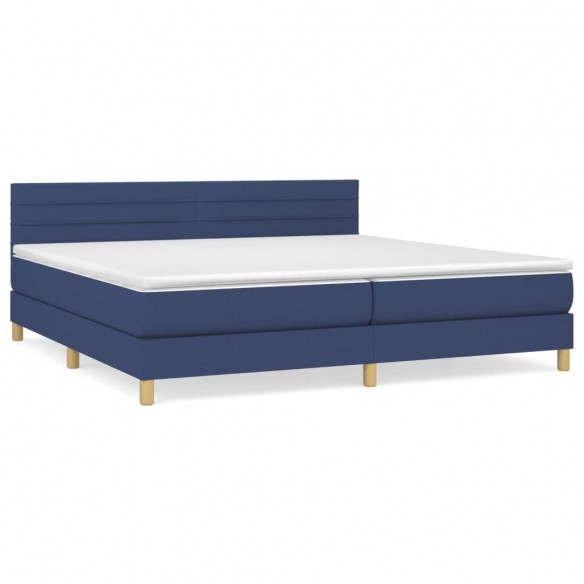 Cadre de lit avec matelas Bleu 200x200 cm Tissu