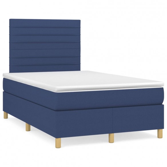 Cadre de lit avec matelas Bleu 120x200 cm Tissu