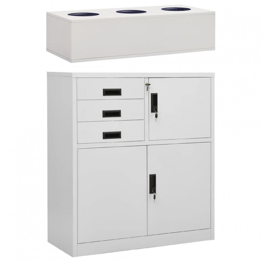 Armoire de bureau avec jardinière Gris clair 90x40x125 cm Acier