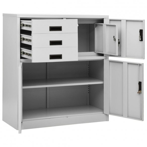 Armoire de bureau avec jardinière Gris clair 90x40x125 cm Acier