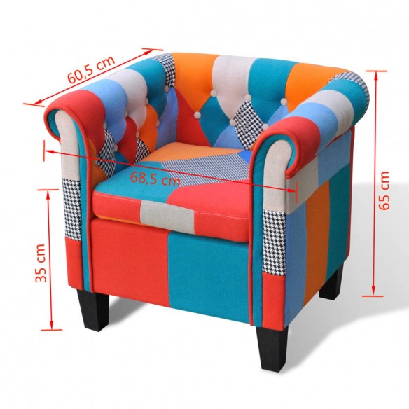 Fauteuil avec design de patchwork Tissu