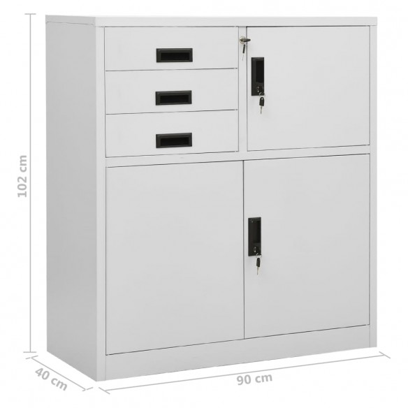 Armoire de bureau Gris clair 90x40x102 cm Acier