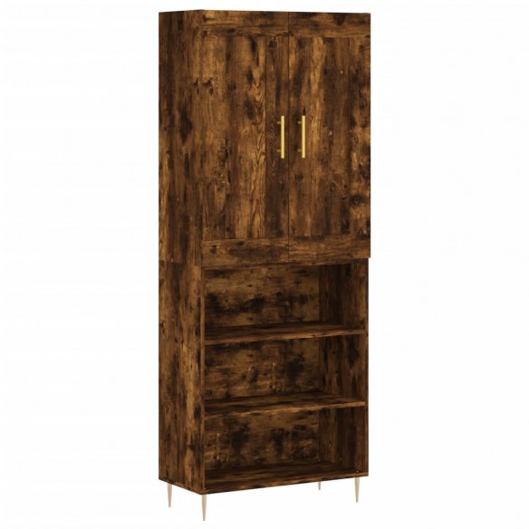 Buffet haut Chêne fumé 69,5x34x180 cm Bois d'ingénierie