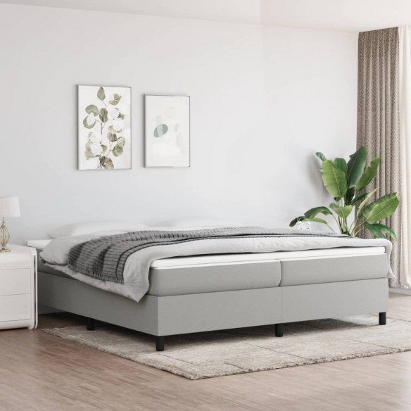 Cadre de lit avec matelas Gris clair 200x200cm Tissu