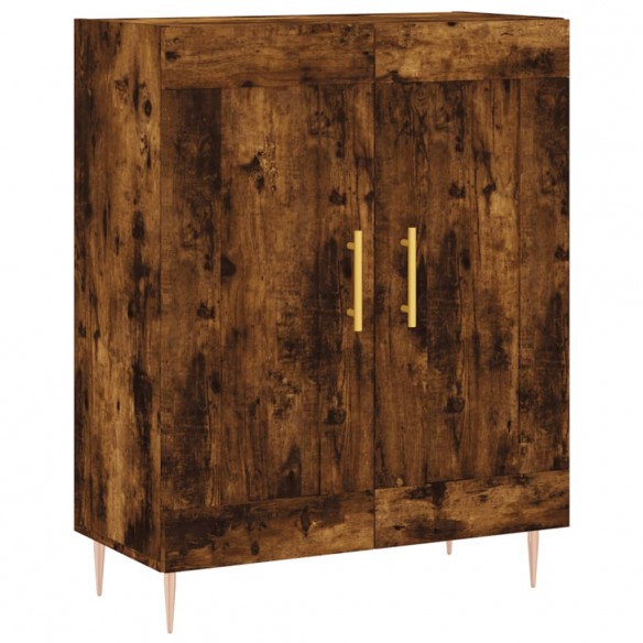 Buffet haut Chêne fumé 69,5x34x180 cm Bois d'ingénierie