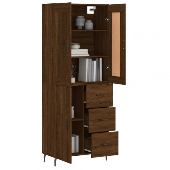 Buffet haut Chêne marron 69,5x34x180 cm Bois d'ingénierie