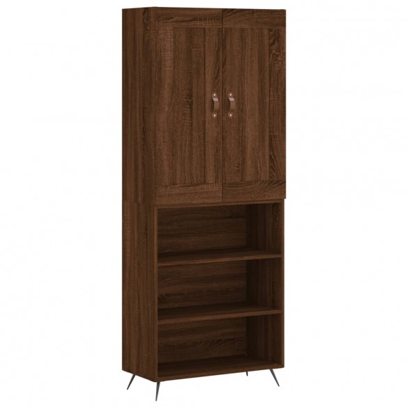 Buffet haut Chêne marron 69,5x34x180 cm Bois d'ingénierie