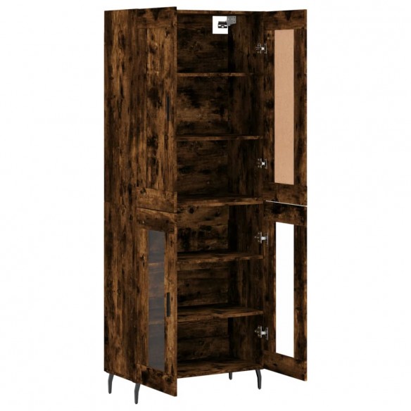 Buffet haut Chêne fumé 69,5x34x180 cm Bois d'ingénierie