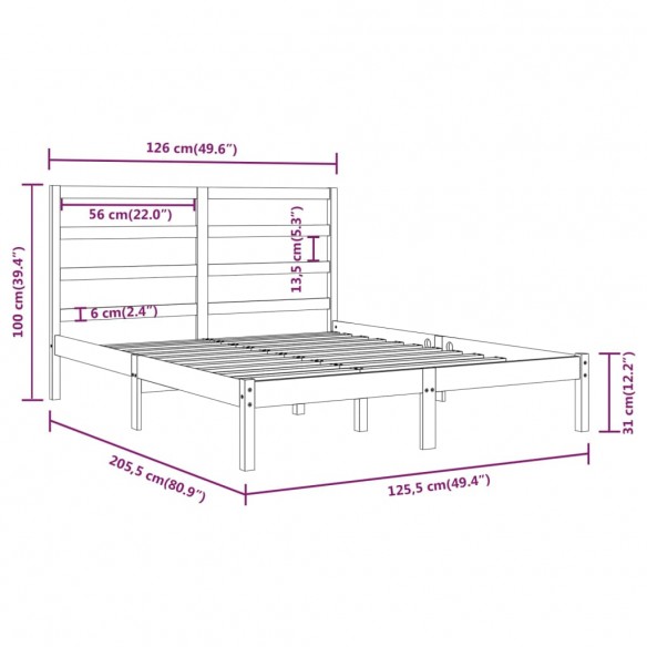 Cadre de lit Bois de pin massif 120x200 cm