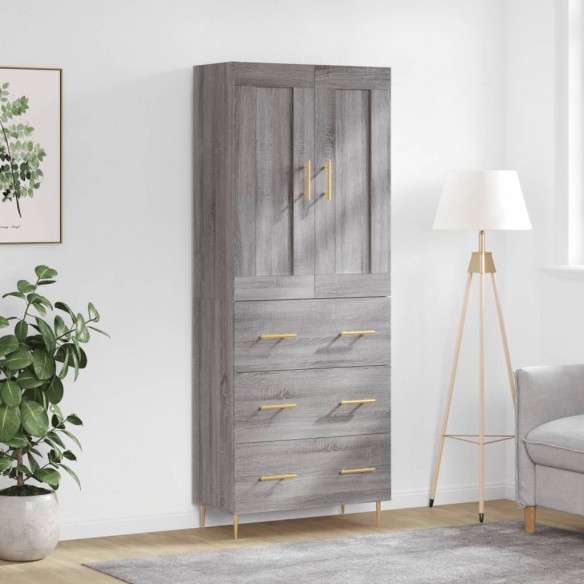 Buffet haut Sonoma gris 69,5x34x180 cm Bois d'ingénierie