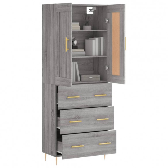 Buffet haut Sonoma gris 69,5x34x180 cm Bois d'ingénierie