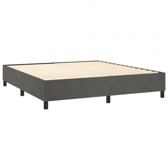 Cadre de lit et matelas Gris foncé 200x200cm Velours