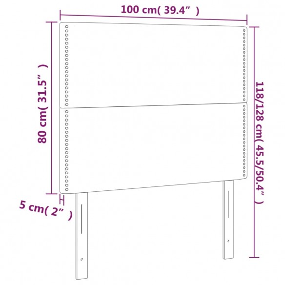 Têtes de lit 2 pcs Cappuccino 100x5x78/88 cm Similicuir