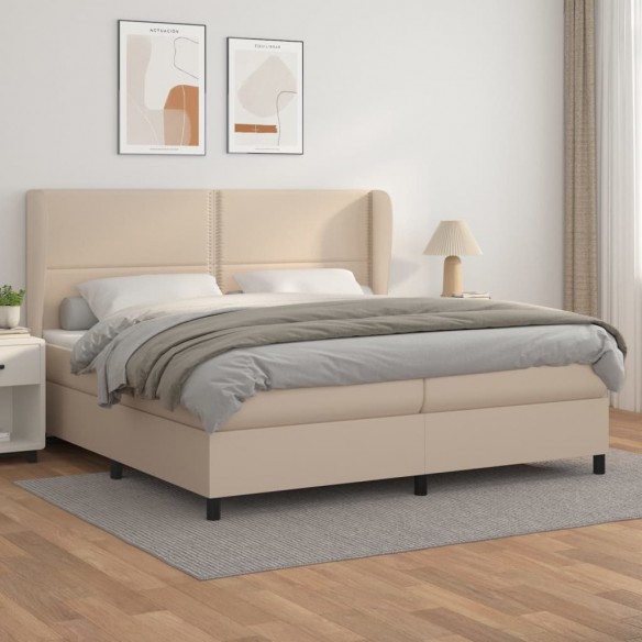 Cadre de lit avec matelas Cappuccino 200x200 cm