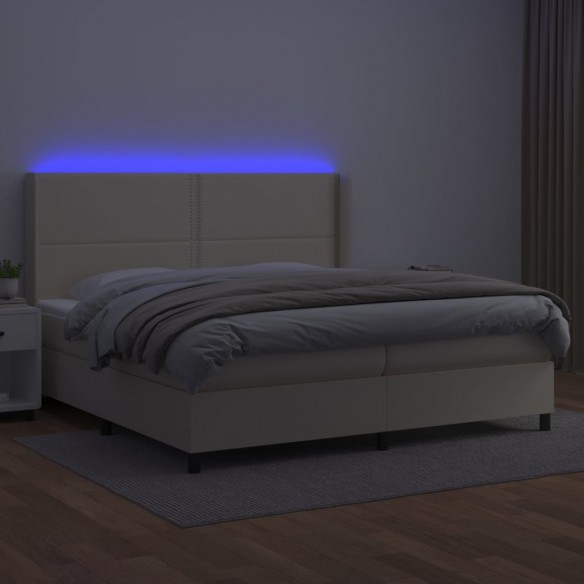 Cadre de lit matelas LED Crème 200x200 cm Similicuir