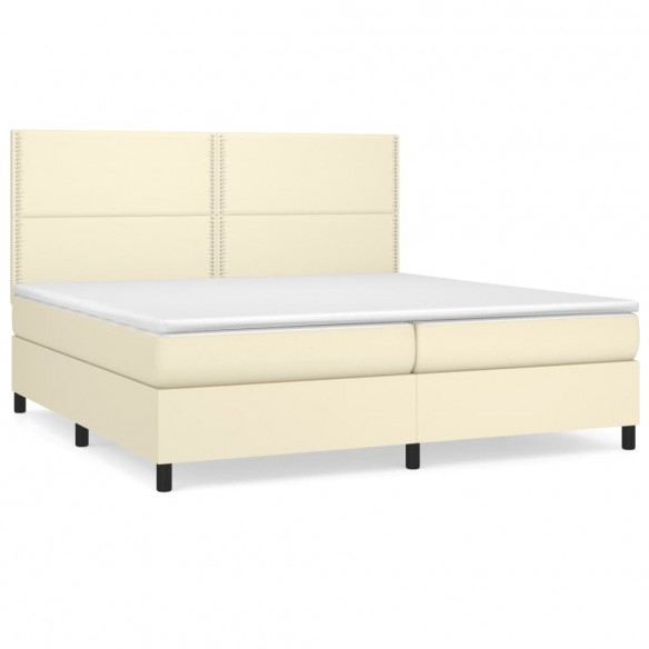 Cadre de lit avec matelas Crème 200x200cm Similicuir