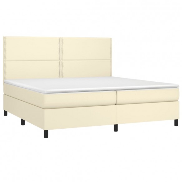 Cadre de lit avec matelas Crème 200x200cm Similicuir