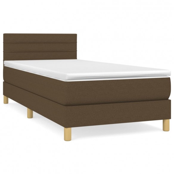 Cadre de lit avec matelas Marron foncé 100x200 cm