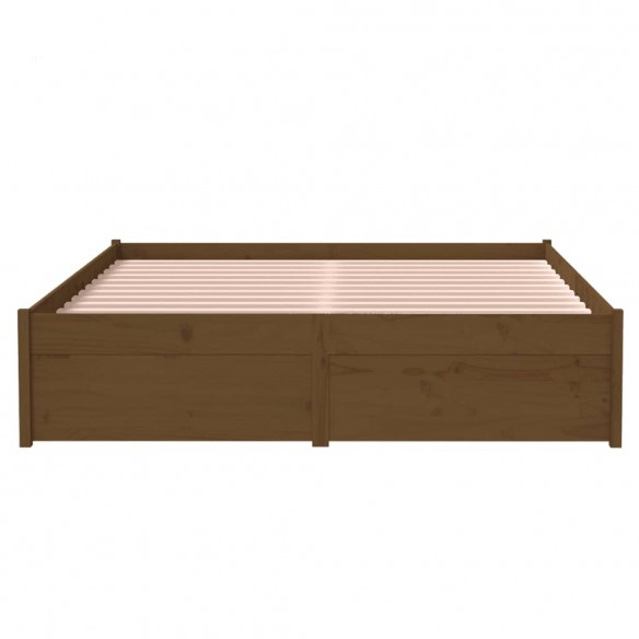 Cadre de lit Marron miel Bois massif 120x190 cm Petit Double