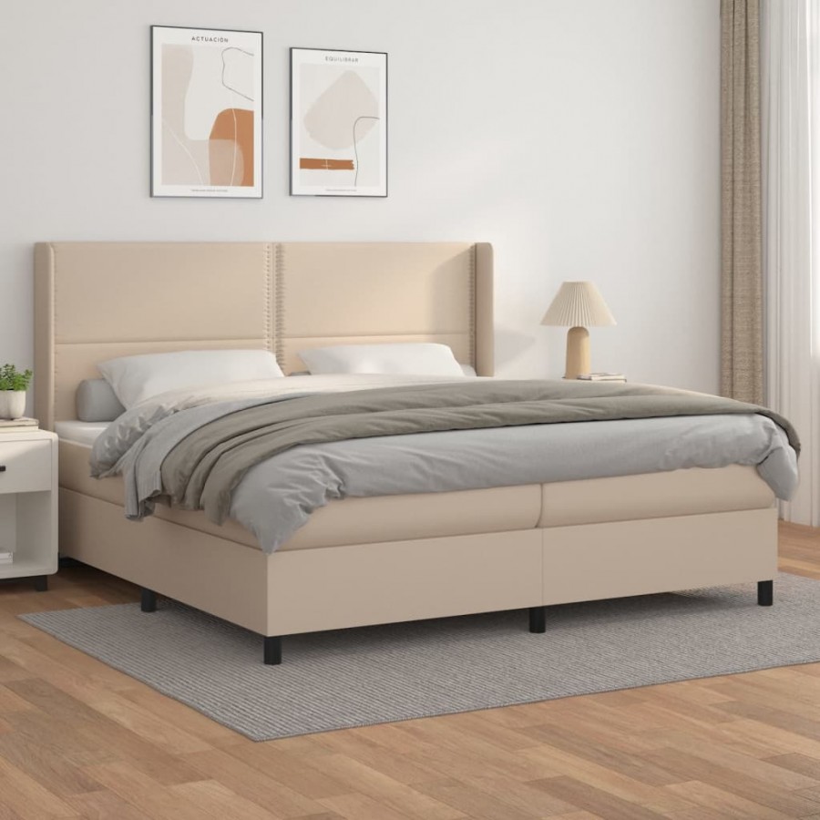 Cadre de lit avec matelas Cappuccino 200x200 cm