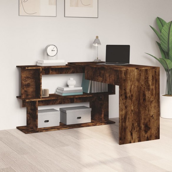 Bureau d'angle Chêne fumé 200x50x76 cm Bois d'ingénierie