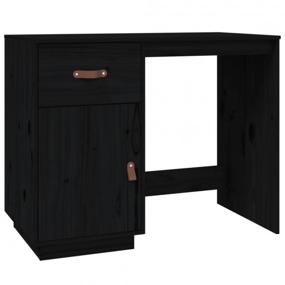 Bureau Noir 95x50x75 cm Bois massif de pin