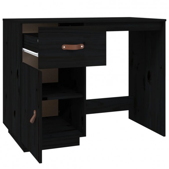 Bureau Noir 95x50x75 cm Bois massif de pin