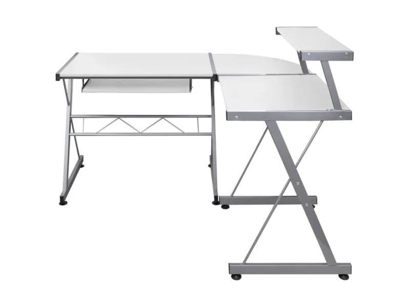 Bureau d'ordinateur d'angle Blanc 132x112x99 cm Bois ingénierie