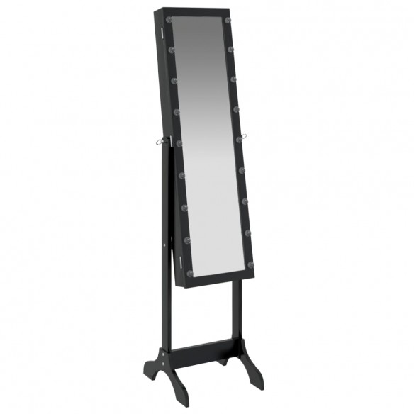 Miroir sur pied blanc avec LED noir 34x37x146 cm