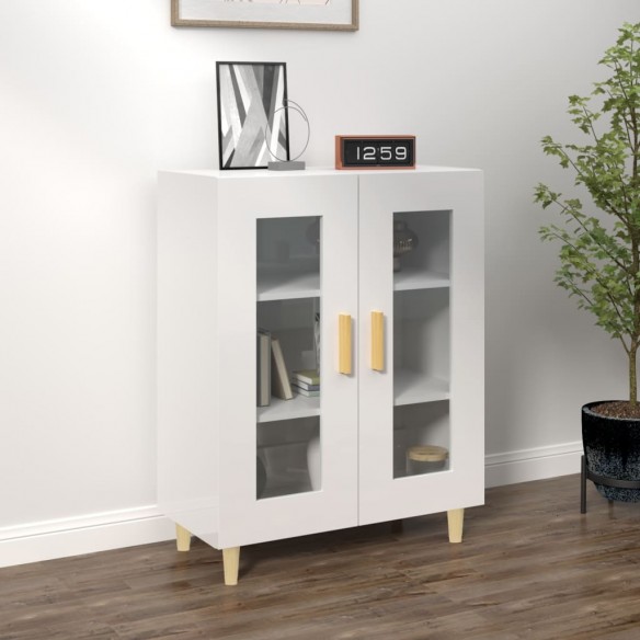 Buffet Blanc brillant 69,5x34x90 cm Bois d'ingénierie