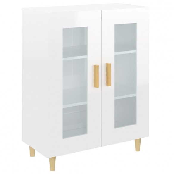 Buffet Blanc brillant 69,5x34x90 cm Bois d'ingénierie