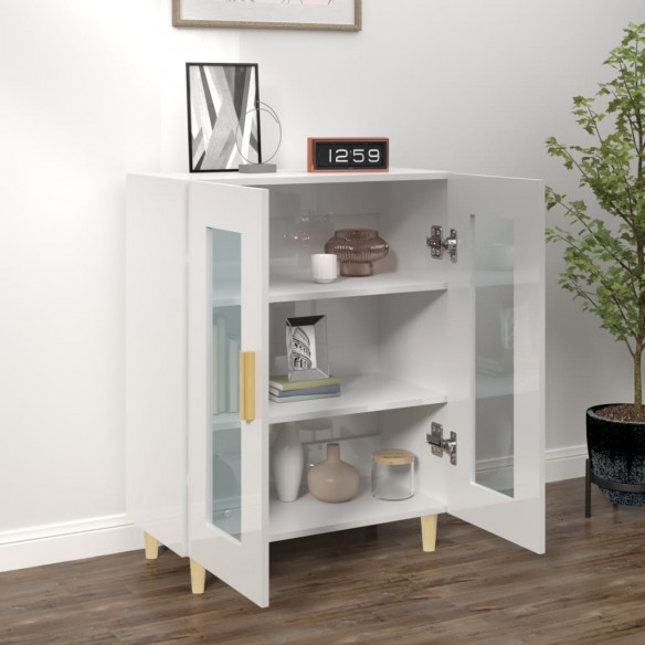 Buffet Blanc brillant 69,5x34x90 cm Bois d'ingénierie